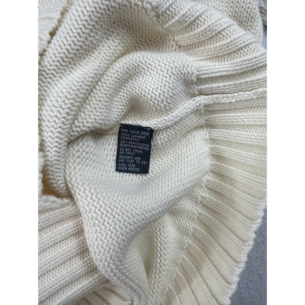 90's Vtg Polo Ralph Lauren Sweater Mens XL Cream 100% Cotton Crewneck navy pony